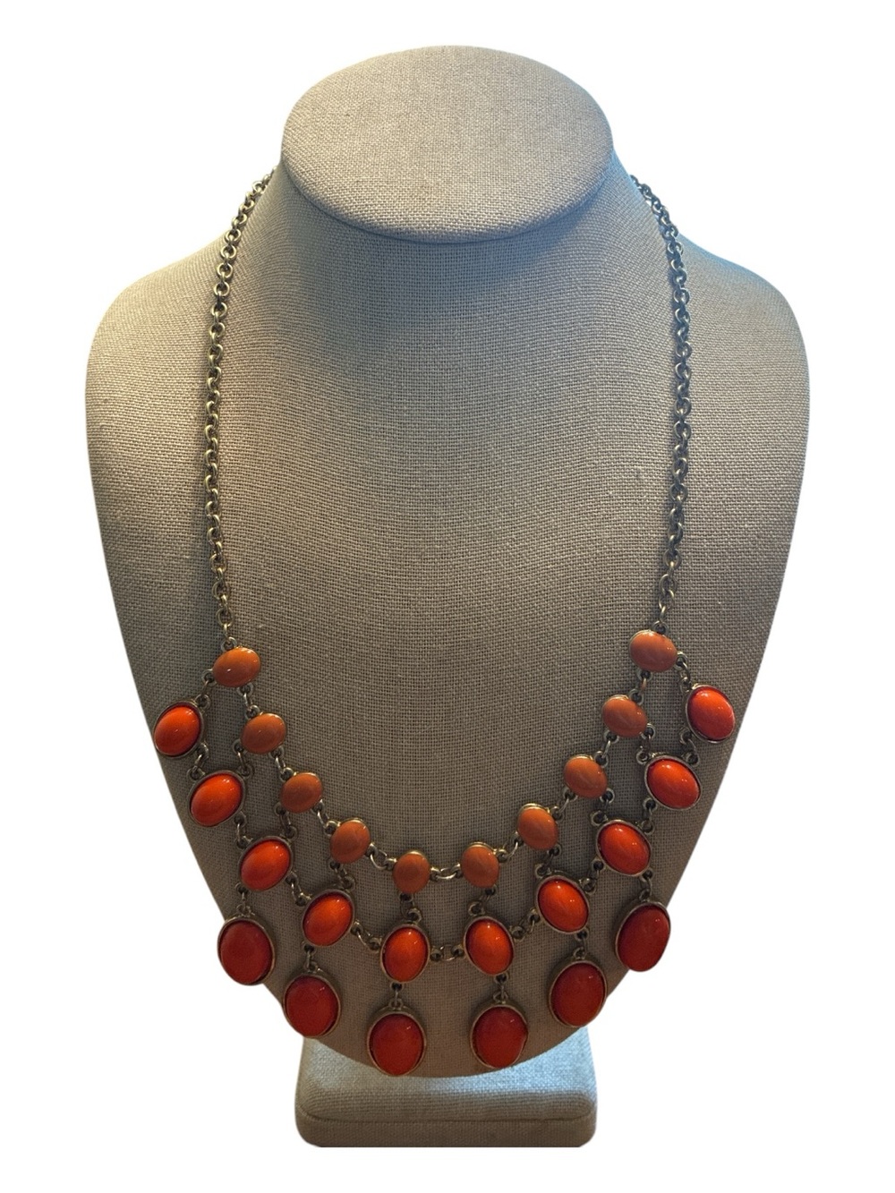 Orange Statement Bib Necklace -
